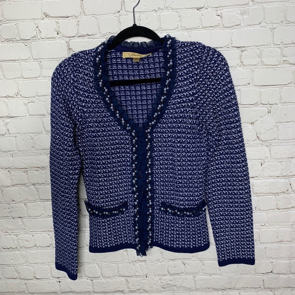 Anthropologie Jackets & Blazers - Navy Blue Pearl Tweed Blazer